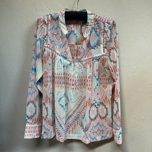 Anthropologie Dolan Women's Mesilla Top Southwestern Aztec Blouse Multi Medium - Picture 1 of 8